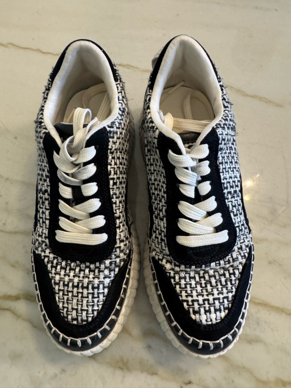 Universal Thread Black and White Tweed Lace-Up Sneakers